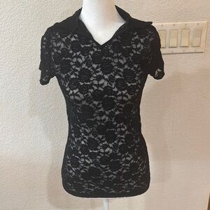 Elegant Black Lace Top Size S